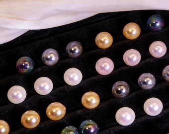 20Pcs Round Shell Pearl Beads Half Drilled Smooth 2mm 3mm 4mm 5mm 6mm 8mm 10mm 12mm 14mm 16mm  Loose Pearl Beads Bulk Lot Wholesale
