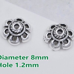 Sterling Silver Beads Caps 8mm Silver Flower Beads Caps for Jewelry Making