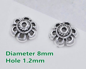 Sterling Silver Beads Caps 8mm Silver Flower Beads Caps for Jewelry Making
