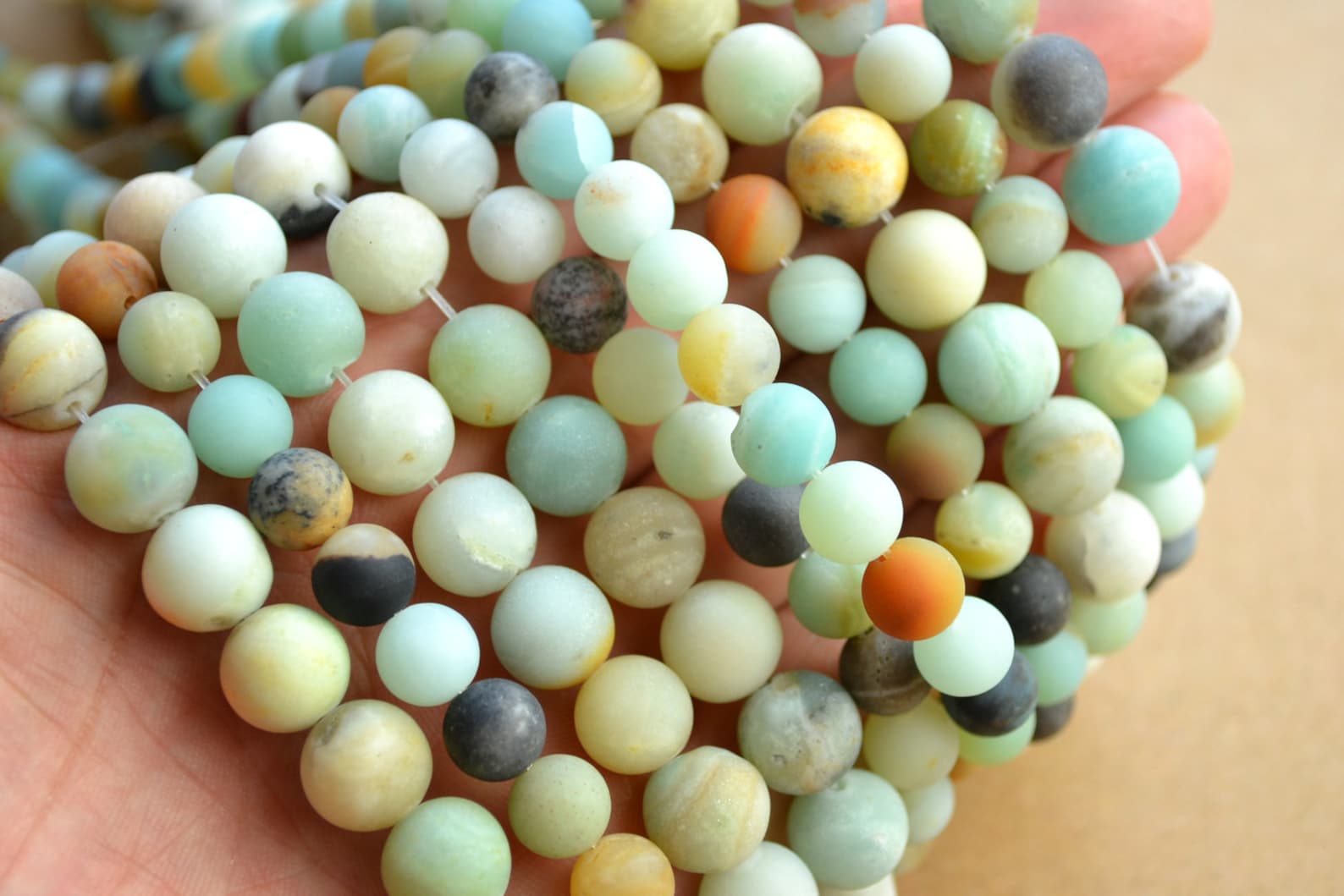 Matte Natural Amazon Stone Beads Round Druzy Frosted Finish Etsy