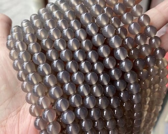 Natural Gray Agate Beads Strand Round Crystal Loose Bead 4mm 6mm 8mm 10mm 12mm Bulk Lots Wholesale