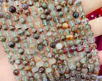 Natural Phantom Quartz Beads Smooth Round Lodalite Beads 4mm 6mm 8mm 10mm Bulk Lot Wholesale