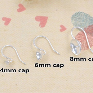 925 Sterling Ganci Orecchino d&#39;argento con Pearl Cap Peg Ear Post Solido Pin Francese Fili Auricolari