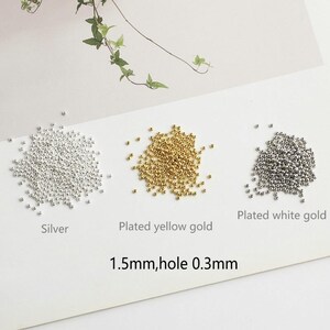 10/30/50/100 piezas de micro cuentas redondas de plata esterlina maciza 925, lote de pequeñas cuentas de semillas para la fabricación de pulseras, collares y joyas al por mayor