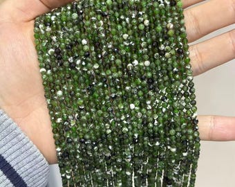 3mm Faceted Natural Diopside Beads Strand Diamond Cut Micro Gemstone Round Bead Bulk Lots Wholesale