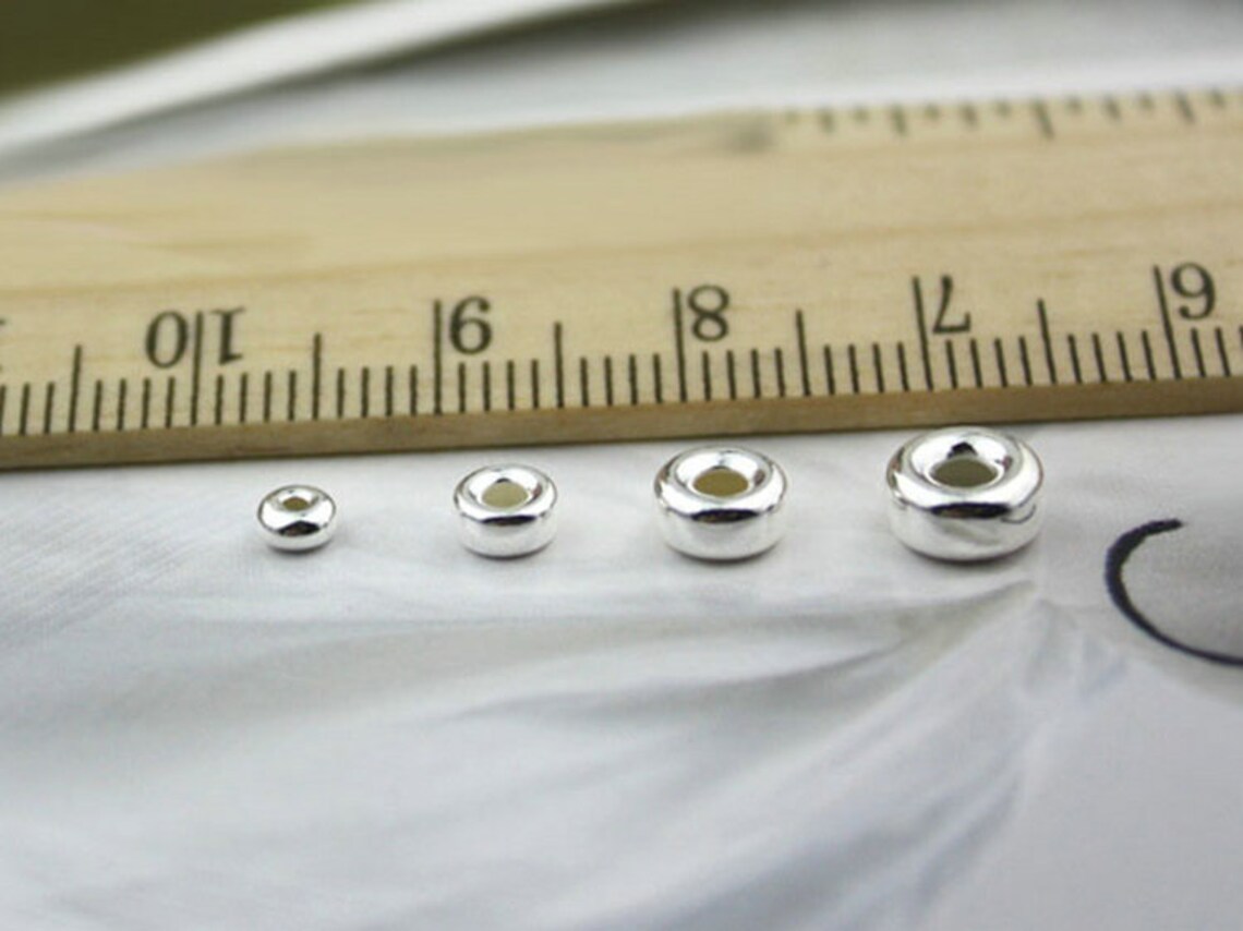 925 Sterling Silver Rondelle Beads 3mm 4mm 5mm 6mm Large Hole Etsy