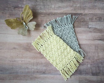 Farmhouse Boho Rustic Style Mug Rug Coaster Set Home Decor made with 100% Cotton Handmade Crochet