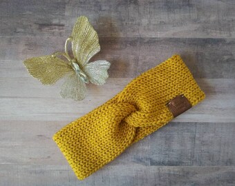 Skinny Knit Headwrap Earwarmer |Fall Mustard Color | Fashion Headwear | Winter Hair Accessory