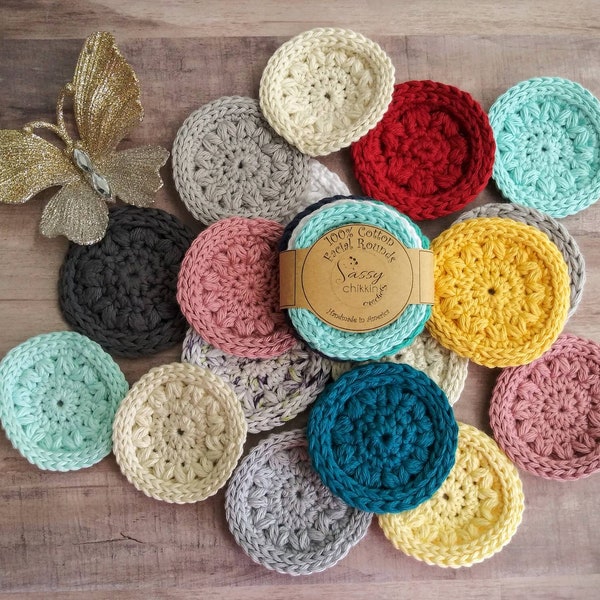 100% Cotton Facial Rounds Eco-Friendly Reusable Make-up Remover Scrubbies