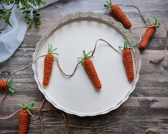 Carrot Fireplace Mantle Garland | Farmhouse Spring Home Decor | Handmade Crochet | Carrot Easter Decoration