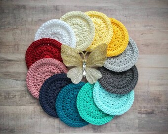 100% Cotton Crochet Coasters |  Farmhouse Style Home Decor | Eco-friendly Reusable