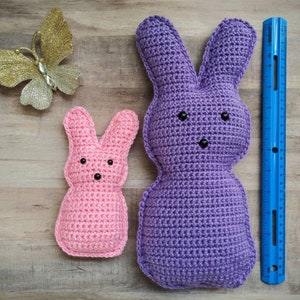 Peep inspired Spring Decor Bunny Plushie Stuffed Animal Easter Basket Filler Handmade Crochet image 5