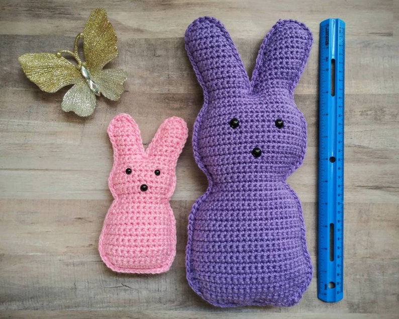 Peep inspired Spring Decor Bunny Plushie Stuffed Animal Easter Basket Filler Handmade Crochet image 5