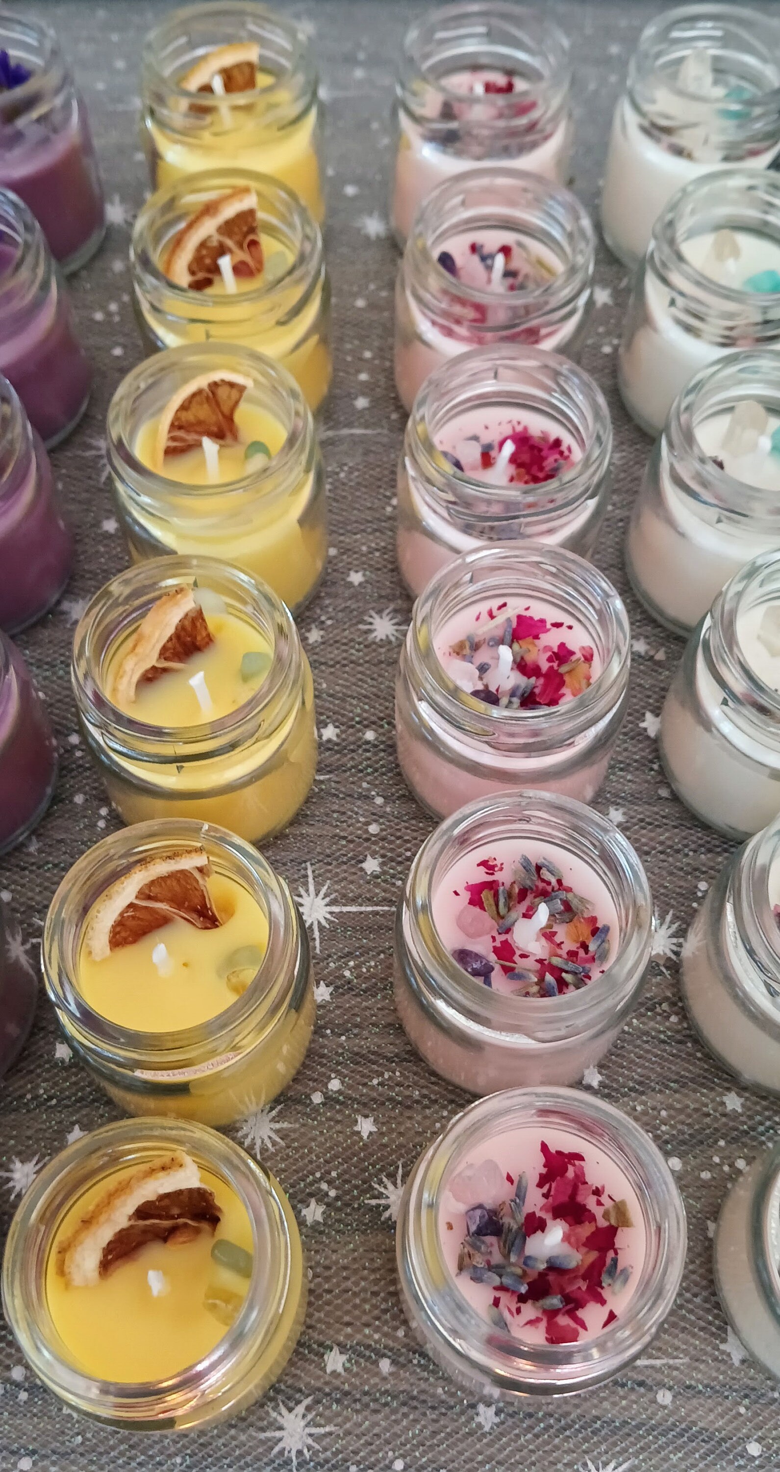 Set of 6 Intention Candles With Crystals & Flowers for Spell ...