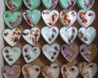 Velas de té de cristal y flores (con o sin aroma)