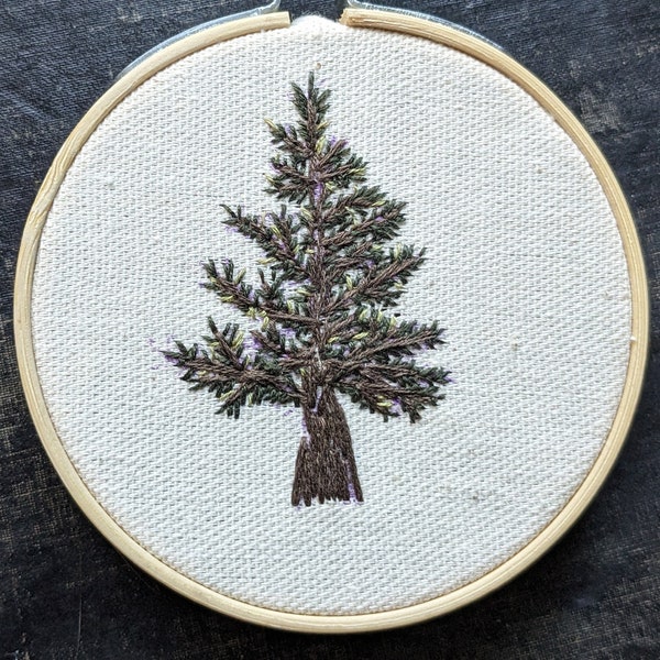 Lone Pine - miniature Embroidery hoop art - 3 inch