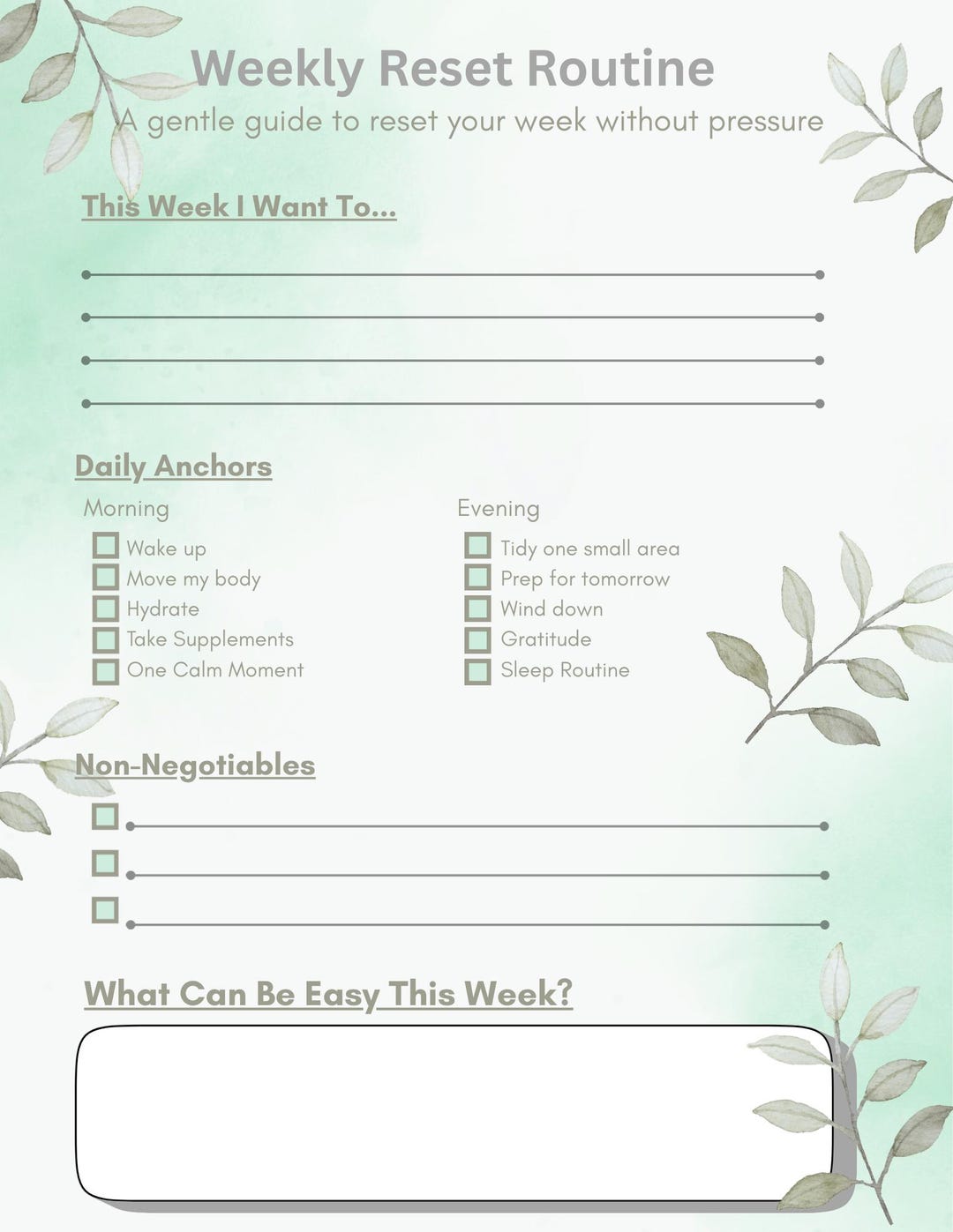 Weekly Reset Routine Printable - Etsy