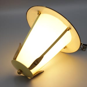 Rockabilly Hängelampe aus Metall & Opalglas * 1950er * Atomic Age Deckenleuchte * Vintage