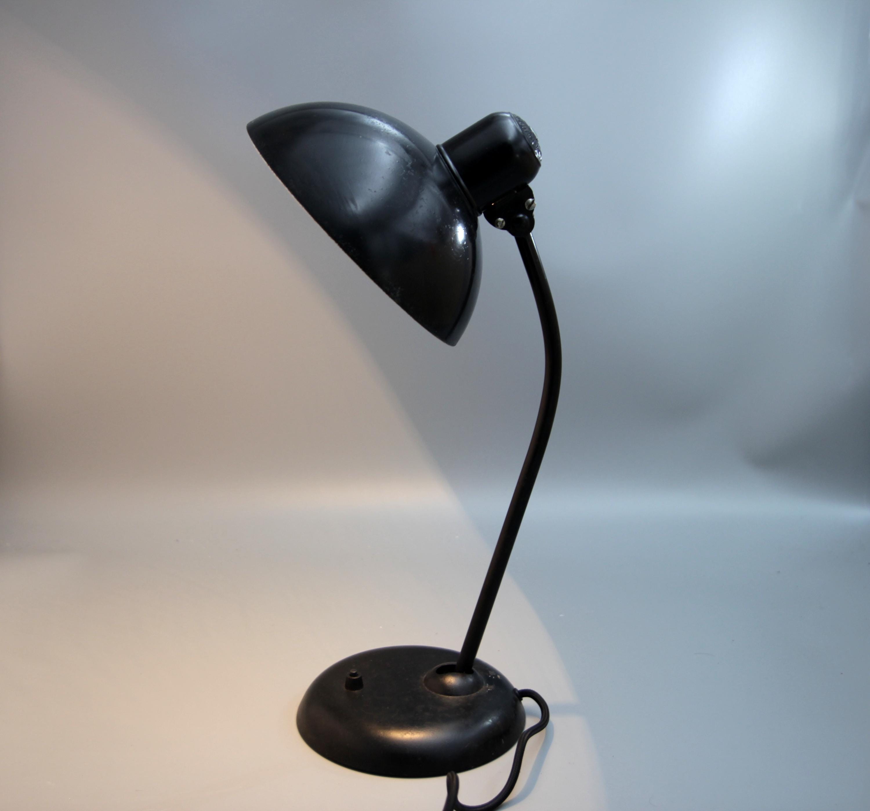 Kaiser Idell 6556 table lamp "Super" in black * embossed dome * Bauhaus * 1950s * Mid-Century * Vintage