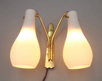 Wilhelm Riphahn two-light wall lamp &quot;Finest Fifties&quot; in brass * Bauhaus * 1950s * Mid-Century * Vintage