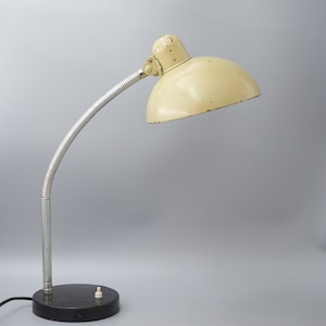Kaiser Idell 6561 table lamp 1950s in black/ivory * Flexible gooseneck * embossed dome * Vintage