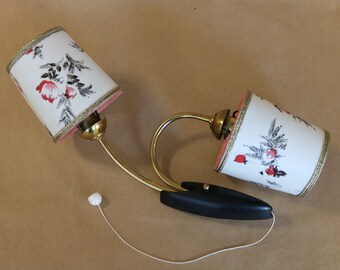 Two-light wall lamp &quot;Finest Fifties&quot; in brass/black * 1950s * Mid-Century * Vintage