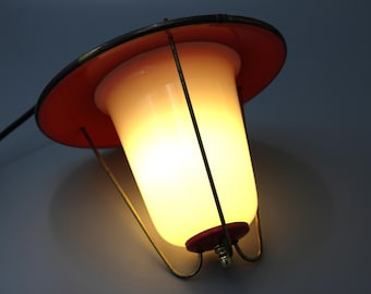 Rockabilly Lantern Ceiling Light in Coral & White * 1950s Vintage
