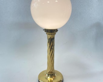 Brass ball floor lamp with opal glass *1970s * Hollywood Regency * Vintage