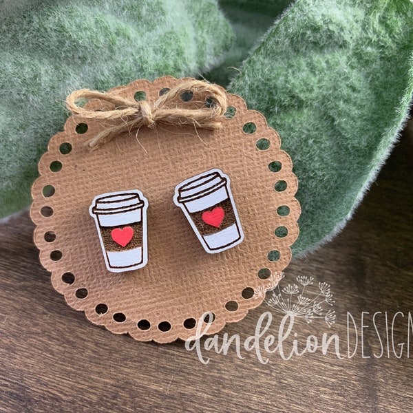 Love Coffee Cup Wood Studs