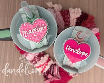 Heart Valentine Acrylic Name Plate for newer H2.0 20/30/40 oz Stanley Tumbler