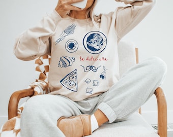 La Dolce Vita Sweatshirt, Amalfi Coast Retro Crewneck Jumper, Italian Summer Apparel, La Dolce Vita Pullover, Nautical Vibes Shirt