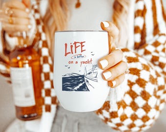 Yacht Life Dolce Vita Wine Tumbler, Italian Summer Coastal Retro La Dolce Vita Shirt Gift, 12oz, Mug, Drinkware, Wine Lover, Gift for Her