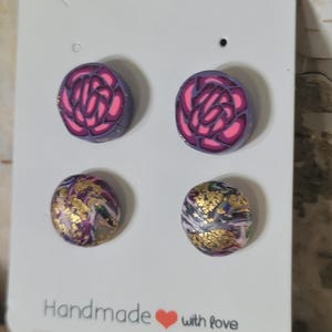 Handmade Polymerclay Earrings, Unique Gift, 2 pairs.