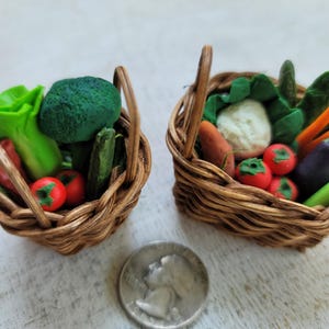 Miniature Vegetable Basket: Handmade Dollhouse Food Decor