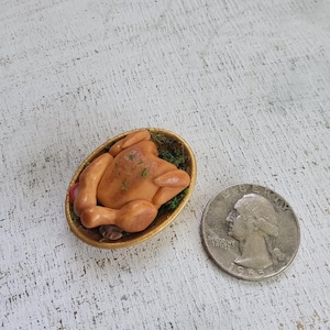 Miniature Roasted Chicken; 1/12 scale; dollhouse foods; dollhouse miniature food
