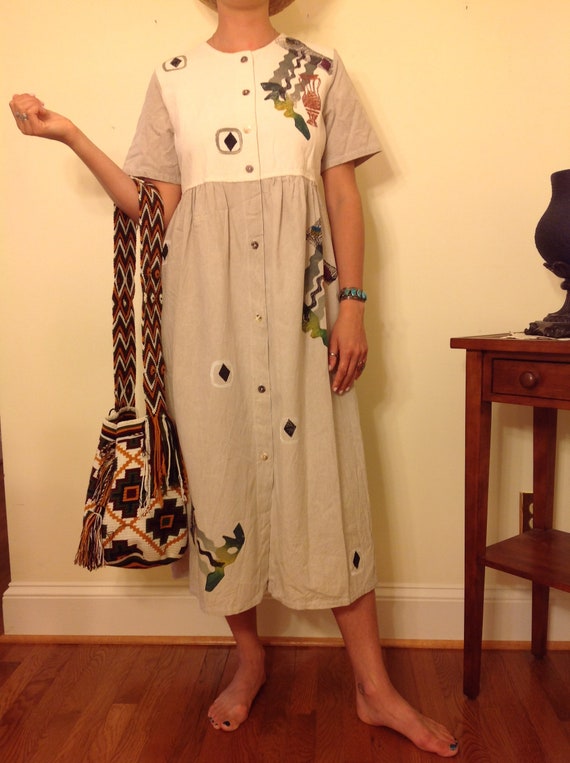 V I N T A G E Hand Painted Maxi Dress