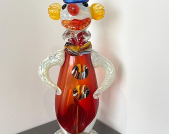 Figura de payaso de vidrio soplado ucraniano, arte coleccionable de vidrio de Murano, escultura de vidrio Huta soplado a mano de Lviv, regalo de decoración para el hogar.