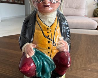 Jarra vintage Parson John Toby, Shorter & Sons | Cerámica artística de Staffordshire, 21 cm | Jarra figurativa pintada a mano | Artículo de colección