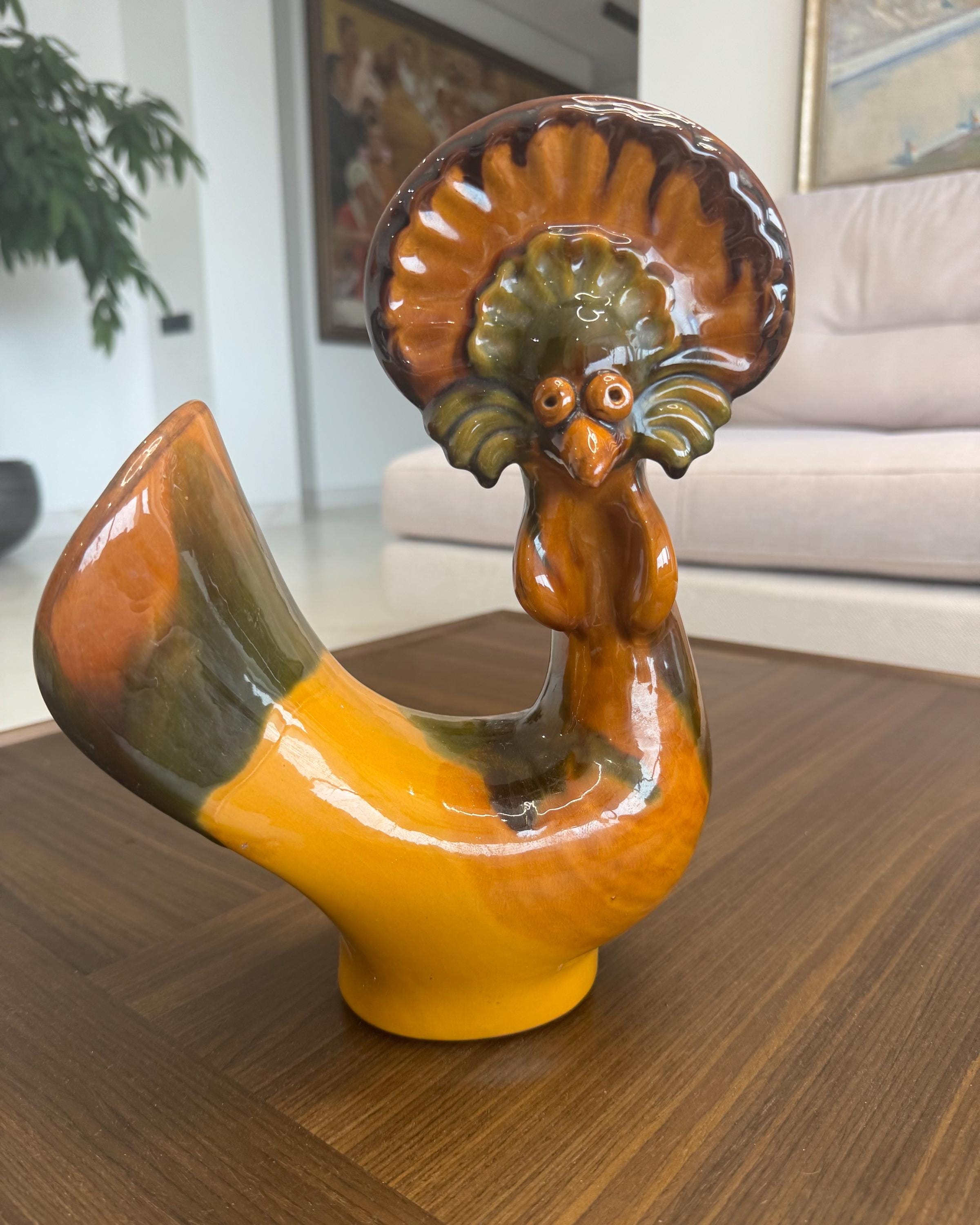 Rare Vasylkiv Maiolica Rooster Figurine Protoryev Design Iconic