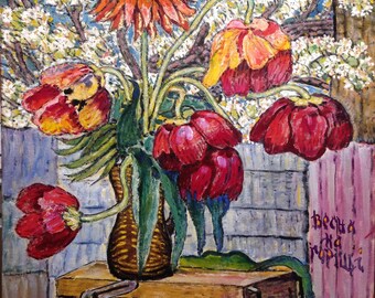 Bodegón "Primavera en el ático" de Leonid Grigorievich Litvin (1934-2015)