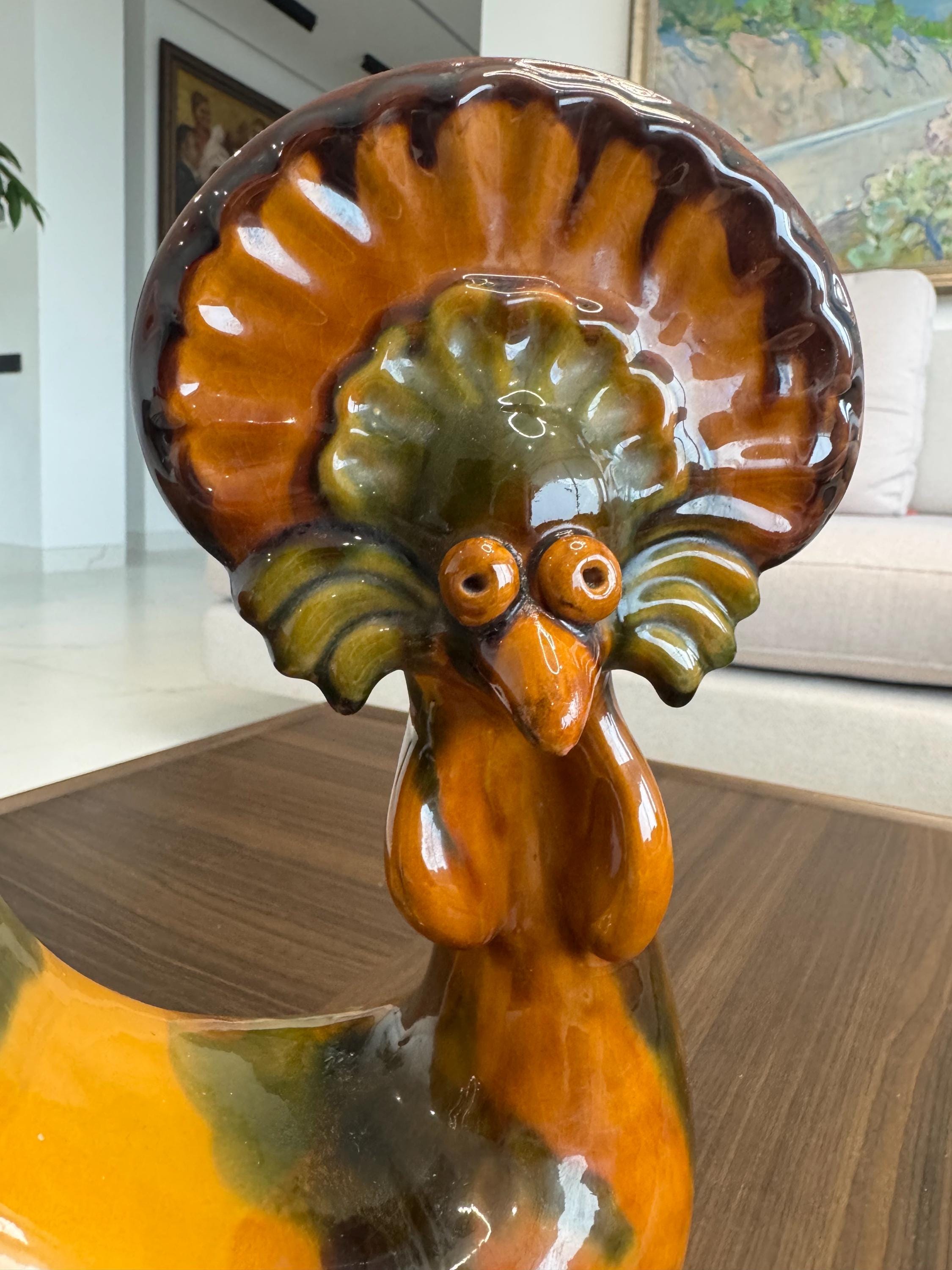 Rare Vasylkiv Maiolica Rooster Figurine Protoryev Design Iconic