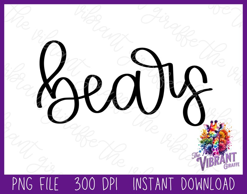Bears Mascot Hand Lettered Design PNG SVG, Cursive School Mascot ...