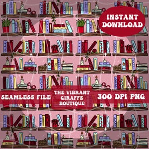 Smut bookshelf seamless pattern Tropes seamless file Digital Download for Digital Papers Vinyl Fabric Surface Design Bookish Book Lovers