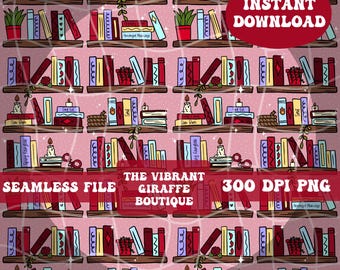 Smut bookshelf seamless pattern Tropes seamless file Digital Download for Digital Papers Vinyl Fabric Surface Design Bookish Book Lovers