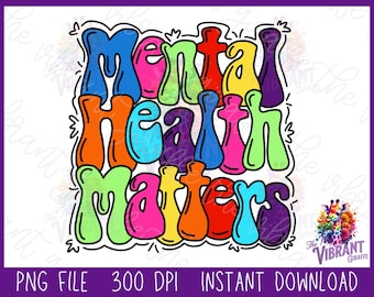 Mental health matters png, awareness, positive png, you matter, be kind, trendy png, retro mental health sticker