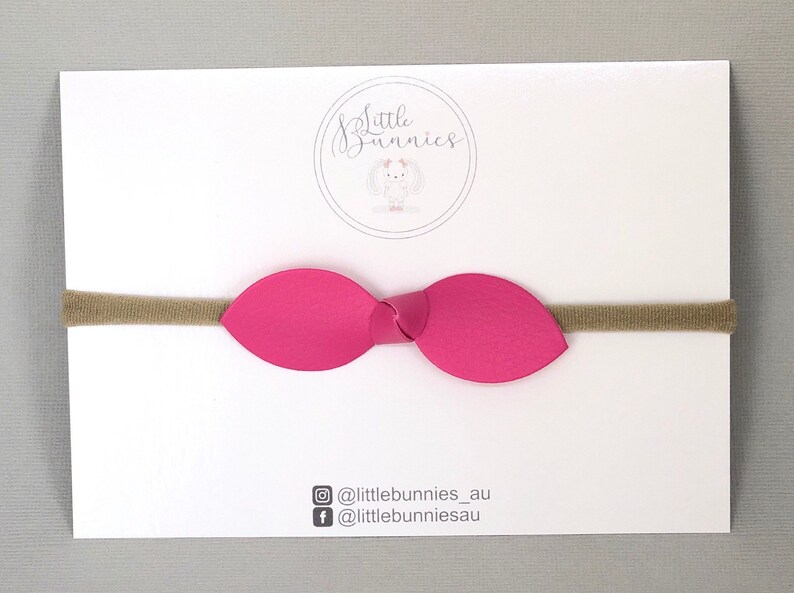kids girls bows bows leather headband baby Headband Pink leather Bow Nylon Headband hair accessories