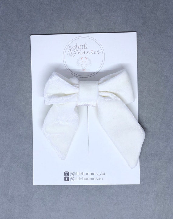 White Velvet Velvet Hair Clips Velvet Hair Clip Kids Bows Etsy