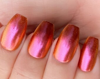 Raspberry Sorbet Nail Polish: Pink Rose Gold Color Shifting, Vegan & Cruelty-Free