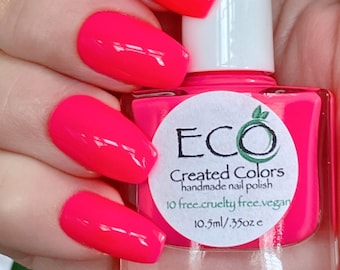 Wild Watermelon Neon Pink Nail Polish: 10-Free Vegan Polish