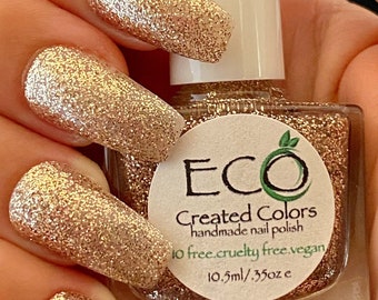 Impress: Gold Glitter Nail Polish, Handmade Vegan 10-Free Formula